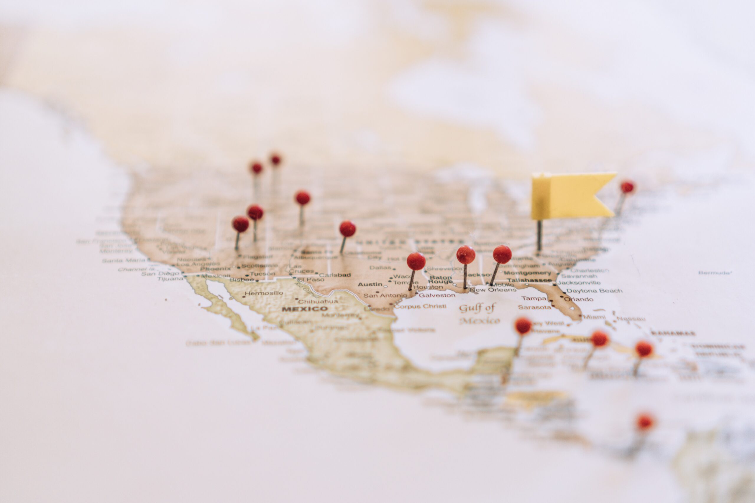 A red pin on a map
