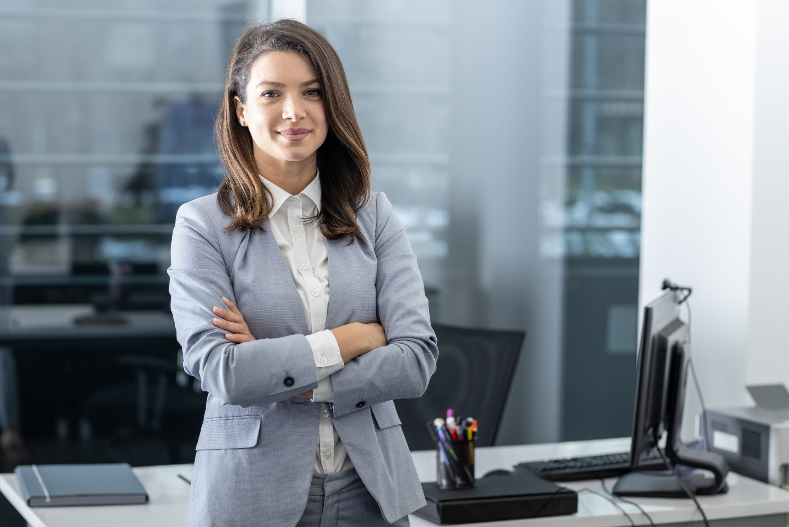 A direct marketing manager in her office